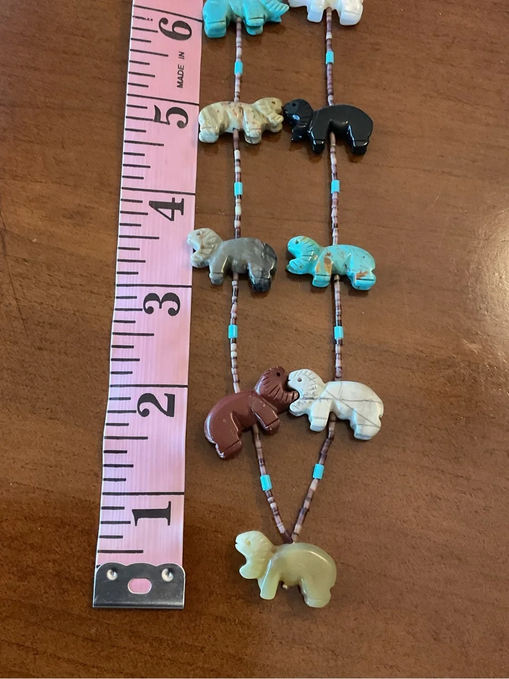 Beaded Elephant Necklace - Multi Color Stone Beads